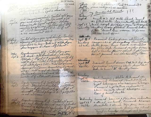 Ships logbook showing handwritten entries